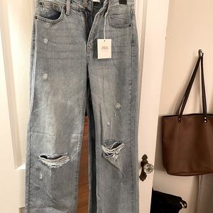 High waisted wide leg jeans